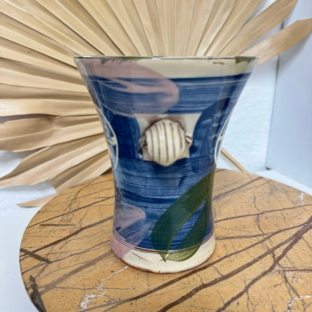 Vtg Judy Greene Pottery Galway Ireland Flower Vase Collector Art Decor European